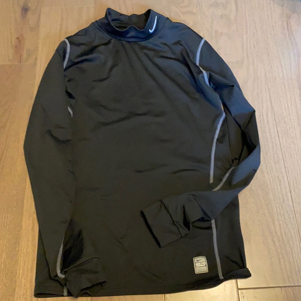 Nike Black Long Sleeve Performance Top with Gray Piping